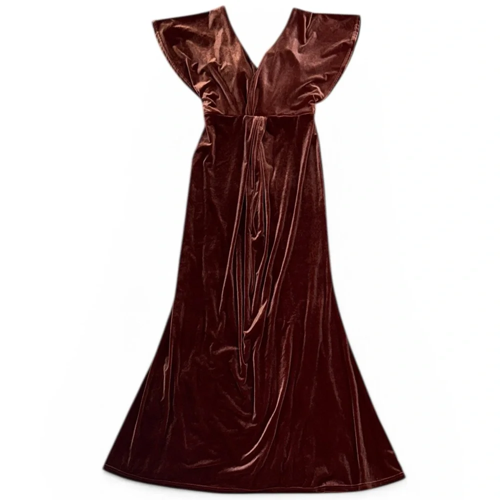 Revelry Gwen Velvet Flutter Sleeve Midi Dress - Picture 5 of 11